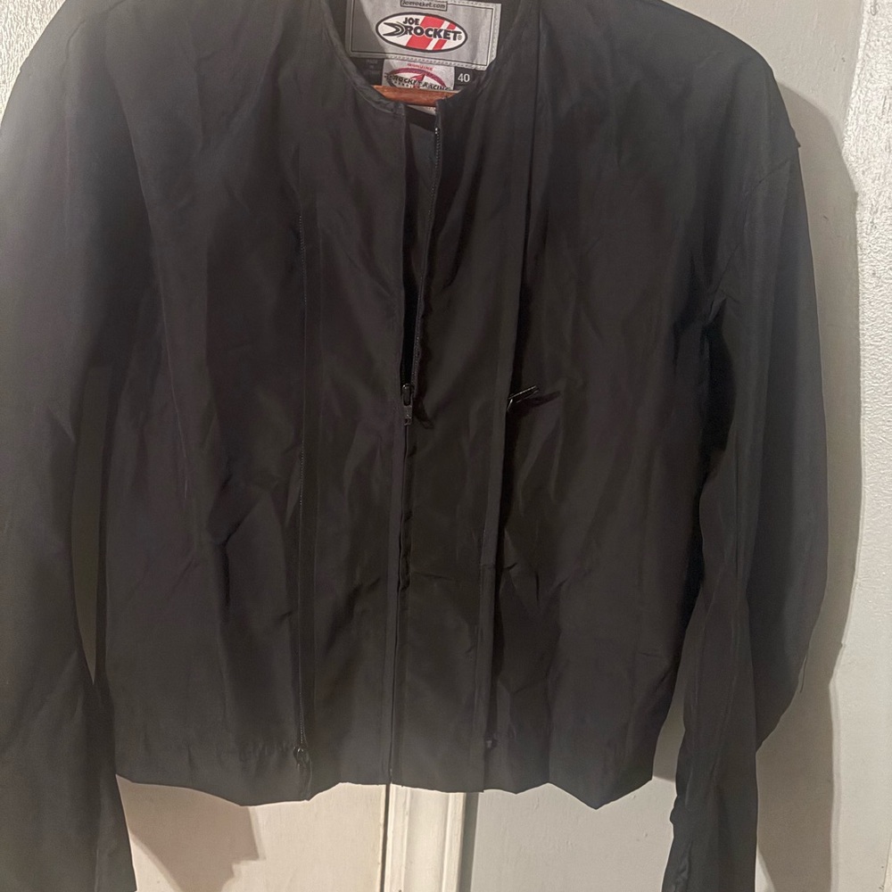 Joe Rocket Size 40 Black Leather Polyester Motorcycle Full Zip Shell Jacket